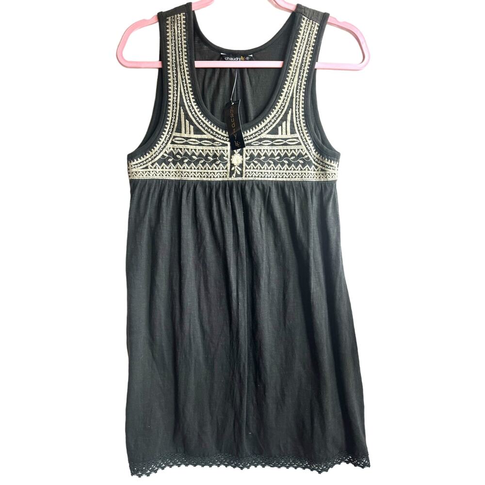Chaudry Tank Top NWT Small Embroidered Sleeveless Chocolate Brown Made in India
